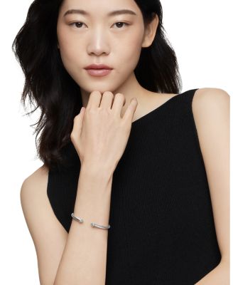 Sterling Silver Cable Classic Bracelet with Prasiolite & Diamonds