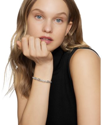 Sterling Silver Stax Link Bracelet with Diamonds