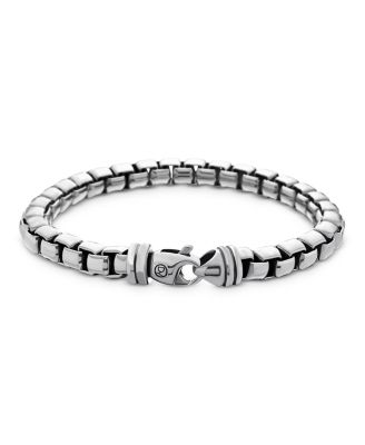 Men's Box Chain Bracelet in Sterling Silver, 7.3mm