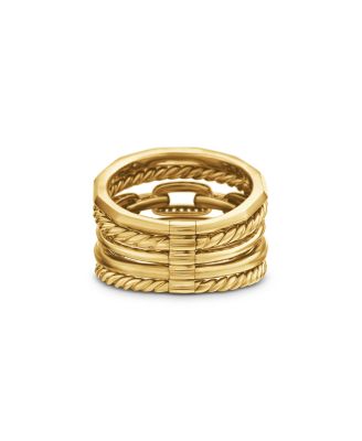 Stax Five Row Ring in 18K Yellow Gold with Diamonds, 15mm