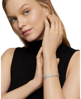 Pav&eacute; Flex Two Row Bracelet with Diamonds in 18K White Gold