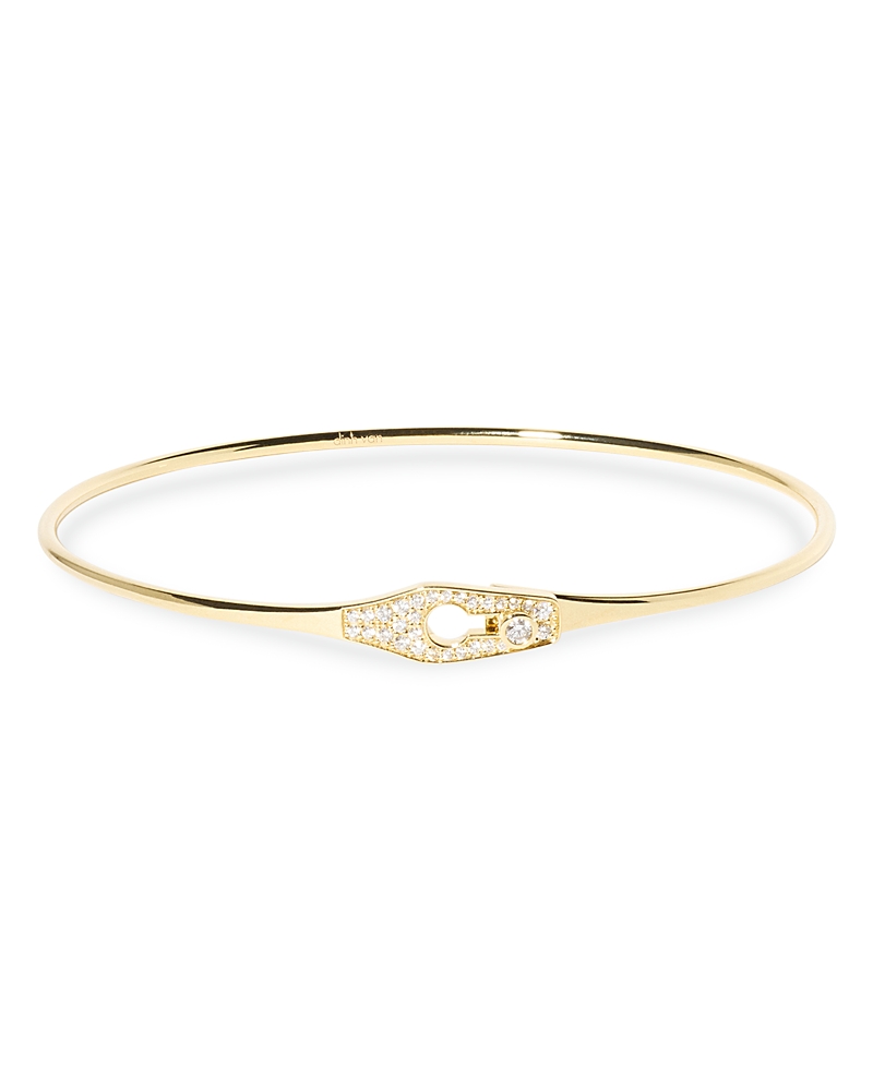 Dinh Van 18k Yellow Gold Serrure Diamond Clasp Bangle Bracelet In Gold