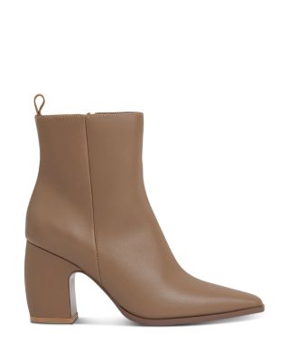 Reiss Women's Amy Almond Toe Taupe Block Heel Ankle Boots