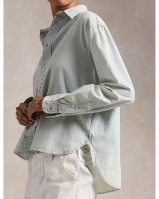 Button Front Linen Chambray Shirt