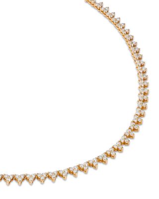 14K Yellow Gold Lab Grown Diamond Trilogy Collar Necklace, 16"