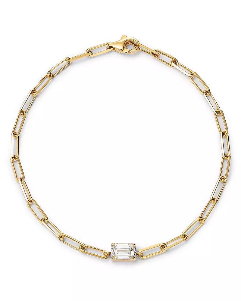 Lumeniri 14K Yellow Gold Lab Grown Diamond Paperclip Bracelet