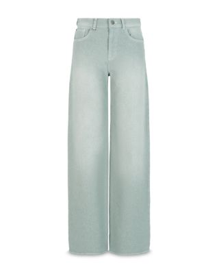 High Rise Straight Leg Jeans in Light Green