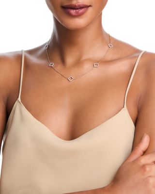 14K Gold Diamond Clover Necklace, 18"