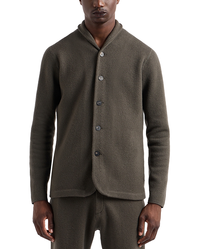 Emporio Armani Cardigan Button Blazer In Mud Green