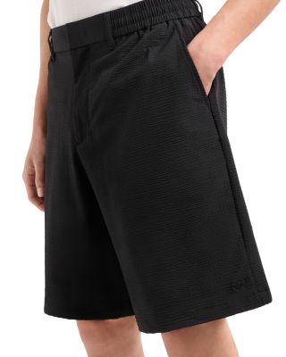 Technical Nylon Blend Seersucker Regular Fit Bermuda Shorts