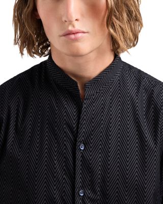 Stretch Cotton Button Up Shirt with Guru Collar