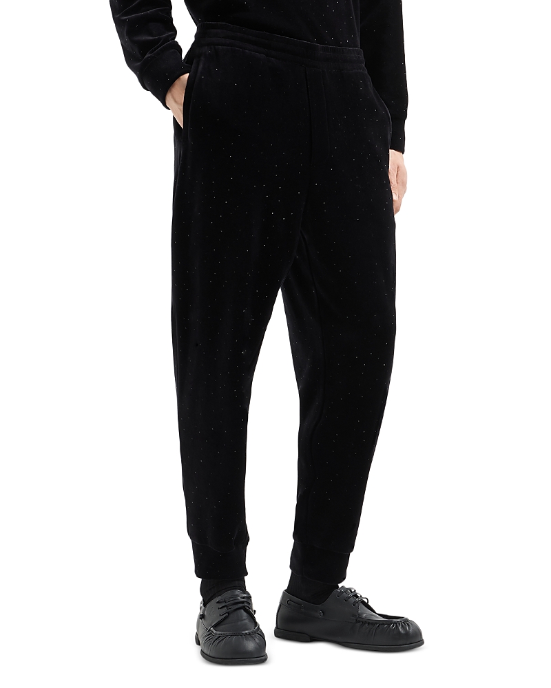 Emporio Armani Clubwear Cotton & Nylon Chenille Rhinestone Embellished Regular Fit Joggers