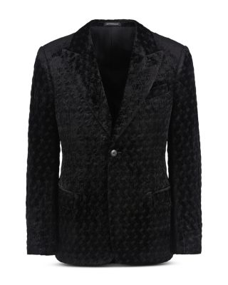Peak Lapel Embroidered Motif Velvet Sport Jacket