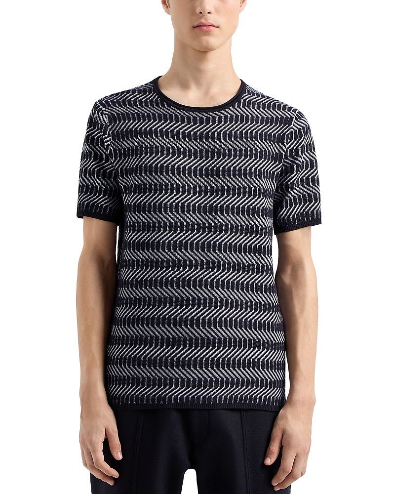 Emporio Armani Zigzag-pattern Sweater In Blue White