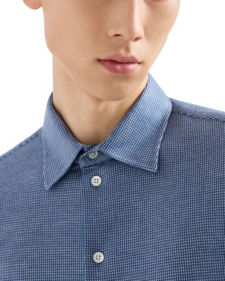 Houndstooth Jersey Button Down Shirt
