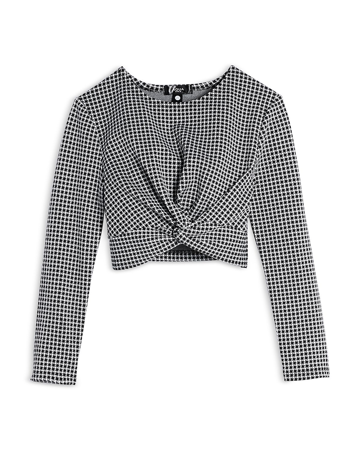 Aqua Girls' Long Sleeve Twist Front Plaid Top, Little Kid, Big Kid - Exclusive
