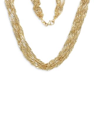 Alberto Amati - 14K Yellow Gold Multi Strand Singapore Link 18" Collar Necklace