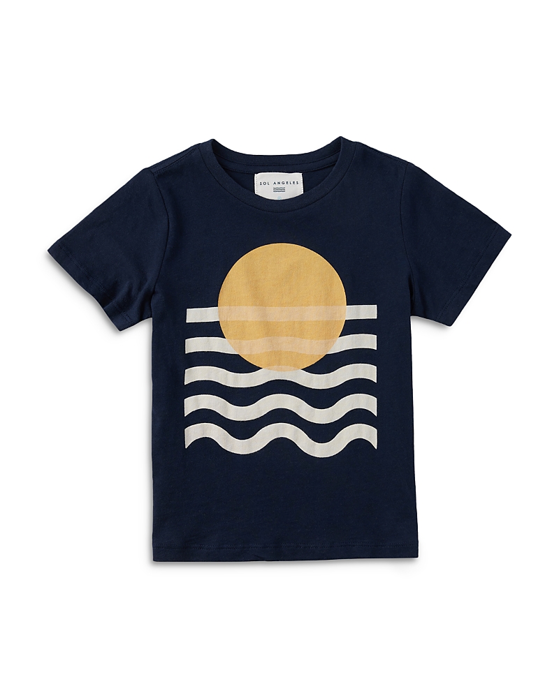 Sol Angeles Unisex Marlow Cotton Geo Wave Graphic Tee - Little Kid, Big Kid In Indigo