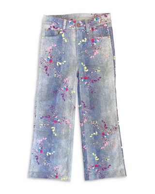 Terez - Girls' Stretch Denim Paint Splatter Loose Fit Jeans - Little Kid, Big Kid