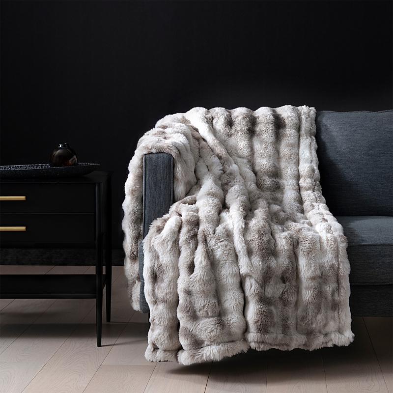 Brookstone Luxe Faux Fur Heated Throw Blanket - Exclusive In Neutral
