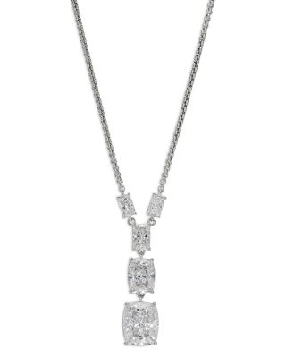Nadri - Cubic Zirconia Lariat Necklace in Rhodium Plated, 16"-20"