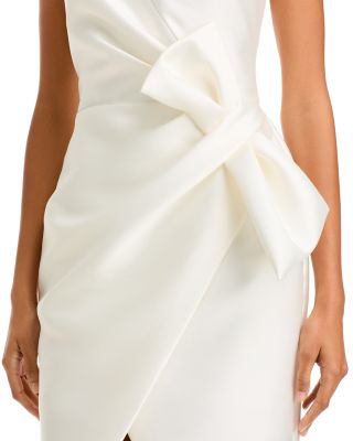 knee length dresses for ladies Fluid Satin Draped Neck Dress Ice / 12