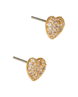 Cubic Zirconia Heart Stud Earrings in 18K Gold Plated 