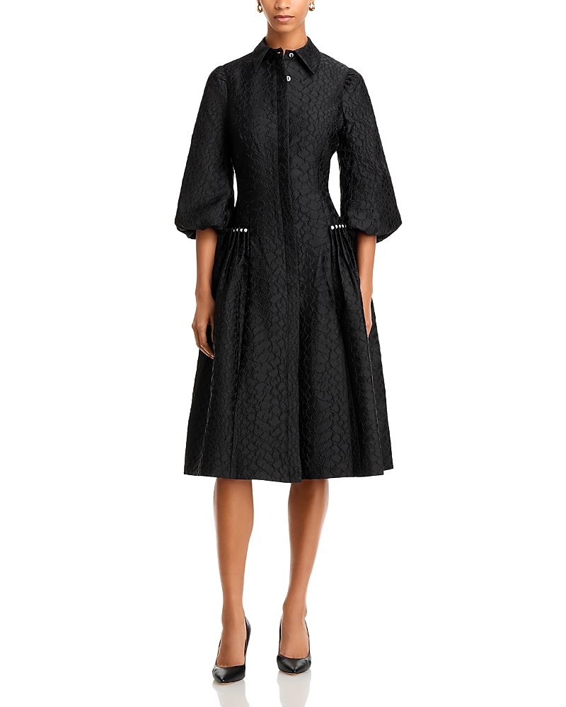 TERI JON BY RICKIE FREEMAN TERI JON BY RICKIE FREEMAN TONAL JACQUARD FAUX PEARL TRIM DRESS