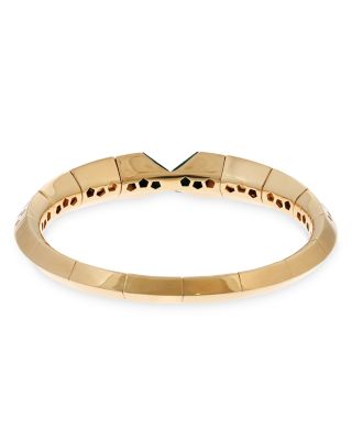 18K Yellow Gold Serpent Malachite & Diamond Stretch Bangle Bracelet - Exclusive