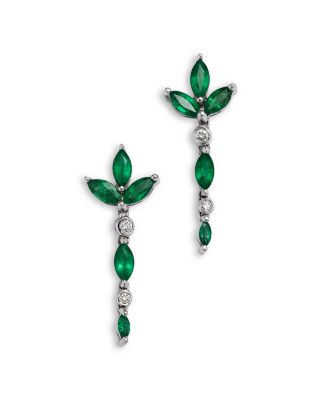 Bloomingdale's Fine Collection - Fine Collection Emerald & Diamond Drop Earrings in 14K White Gold - Exclusive