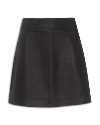 Petite Leather A Line Skirt