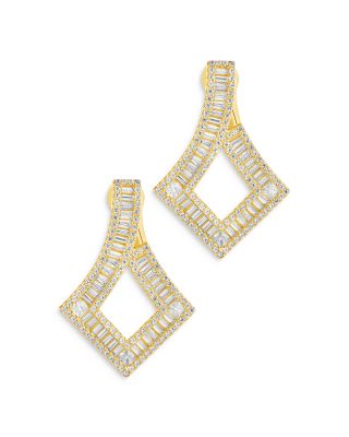 Amina Cubic Zirconia Drop Earrings in 14K Gold Plated 