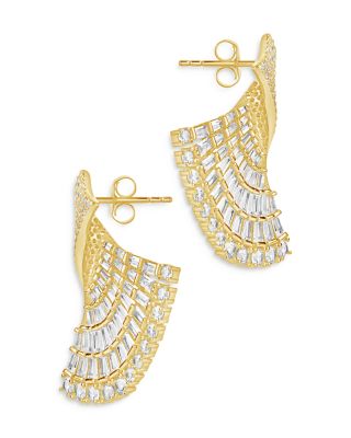 Hartford Cubic Zirconia Fan Drop Earrings in 14K Gold Plated