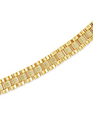 Pav&amp;eacute; Watch Band Chain Bracelet in 14K Gold Plated