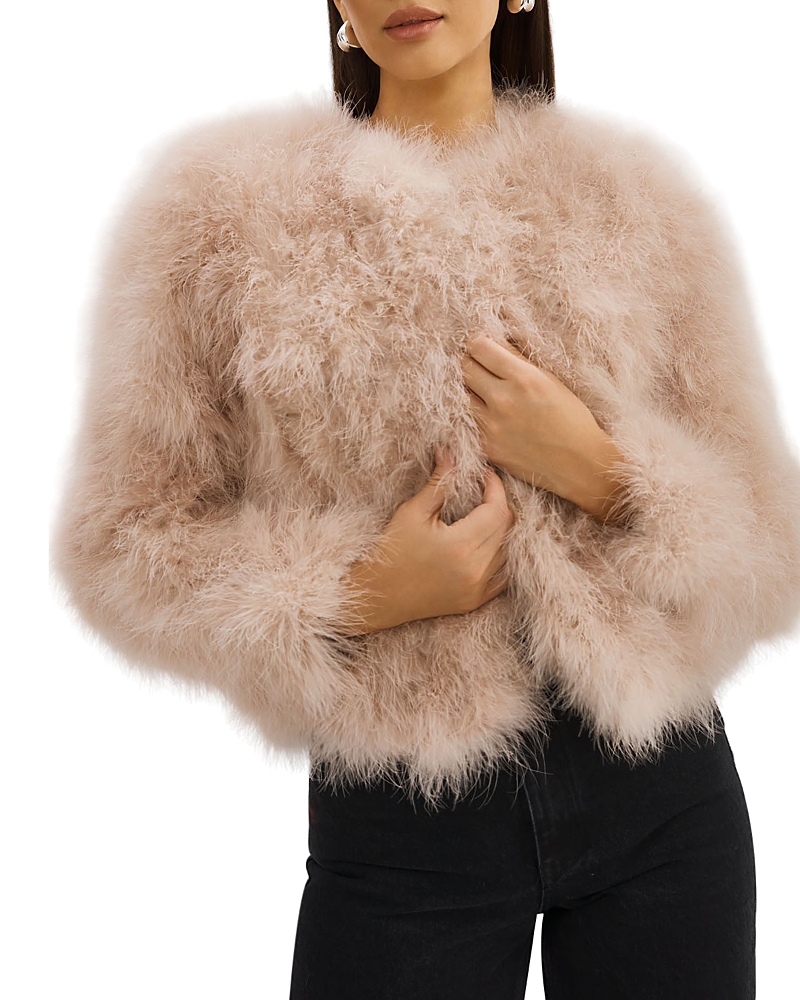Lamarque Feather Jacket In Doeskin