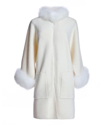 Cashmere Kimono with Cashmere Goat Trim