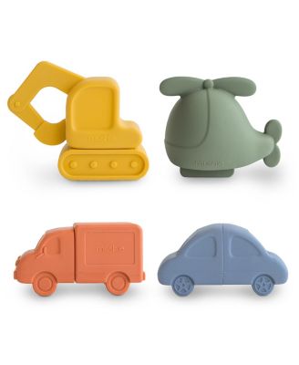 Mushie - Vehicles Mold Free Bath Play Set - 4 Pack - Ages - 10 months +