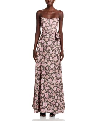 brown maxi dress spaghetti strap Floral Maxi Dress, Fall Brown Autumn Long Flowers Spaghetti Straps Women Sleeveless Casual Cute Designer Elegant Plus Size Cocktail Designer 5XL / main image 0