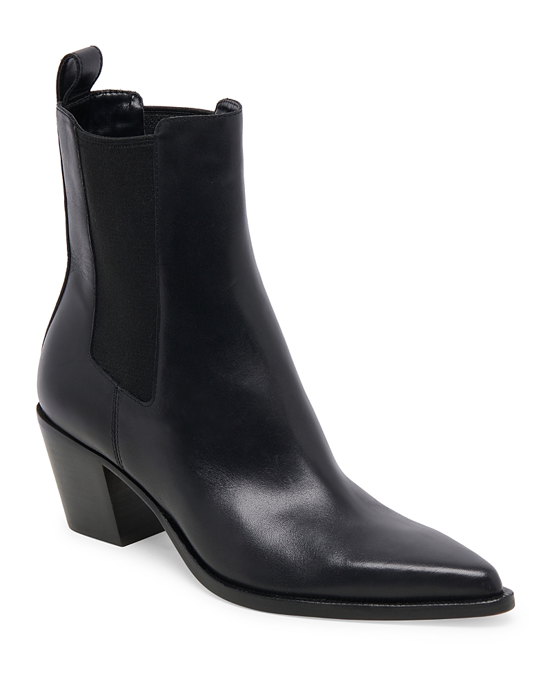 Dolce Vita Womens Shadie H2o Leather Heeled Ankle Boots Black Eur 41 / 8 Uk In Black Leather