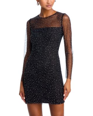 AQUA - Embellished Mesh Mini Dress - Exclusive