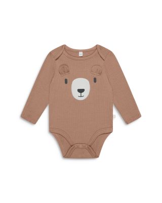 Unisex Ribbed Bear Face Long Sleeve Bodysuit - Baby