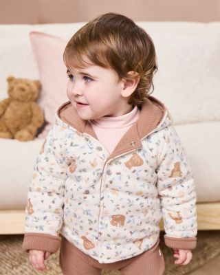 Unisex Bear Print Reversible Hooded Jacket - Baby