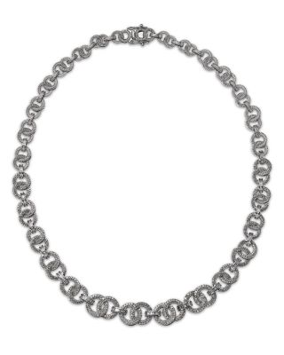 Bloomingdale's Fine Collection Diamond Round & Baguette Link Collar Necklace in 14K White Gold, 3.50 ct. t. w.