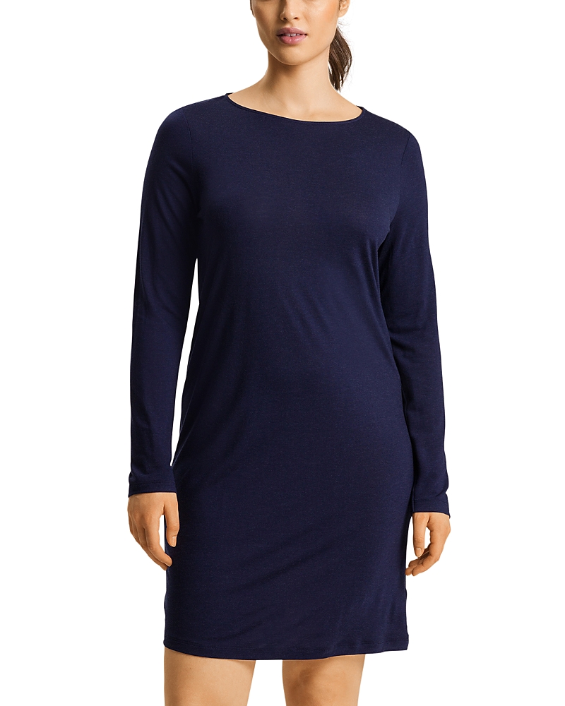 Shop Hanro Natural Wear Nightgown In Evening Blue