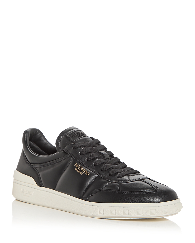 Valentino Black Upvillage Low Top Nappa Leather Sneakers In Black