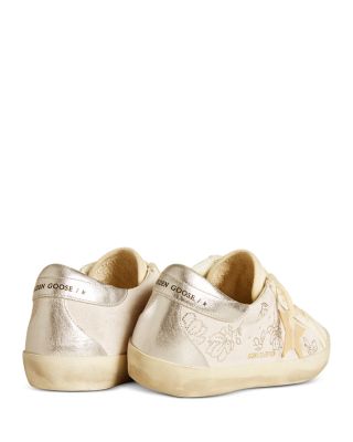 Women's Super Star Almond Toe Star Patch & Crystal Flower Sneakers