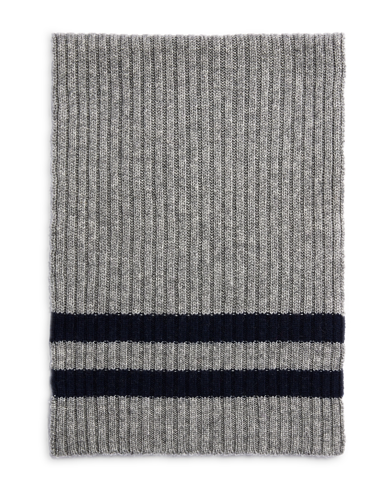 Bloomingdale's The Men's Store At Striped Knit Scarf - Exclusive In Grey