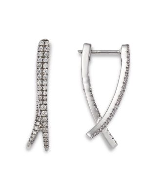 Diamond Crossover Earrings in 14K White Gold, 0.5 tcw