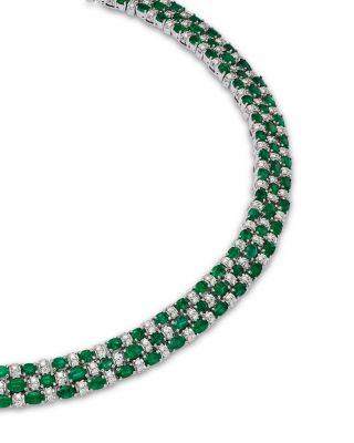 Emerald & Diamond Statement Necklace in 14K White Gold, 19"