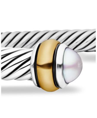 Classic Cable Bracelet in Sterling Silver with 18K Yellow Gold, 4mm